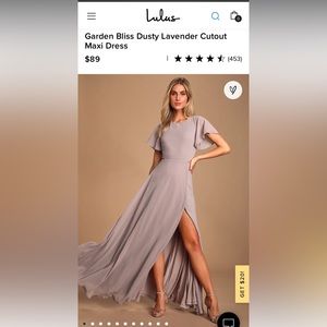 XL- Lulus Dusty Lavender cutout maxi Dress